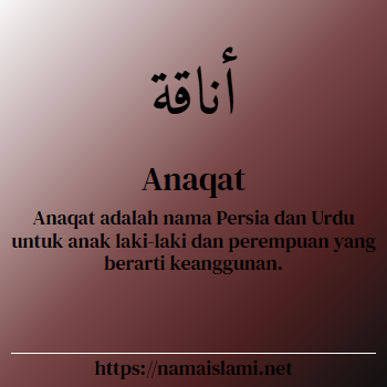 arti nama anaqat yang merupakan nama islami untuk laki-laki dilengkapi dengan tulisan huruf arab dan maknanya