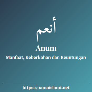 arti nama anum yang merupakan nama islami untuk laki-laki dilengkapi dengan tulisan huruf arab dan maknanya