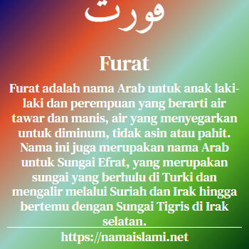 arti nama furat yang merupakan nama islami untuk laki-laki dilengkapi dengan tulisan huruf arab dan maknanya