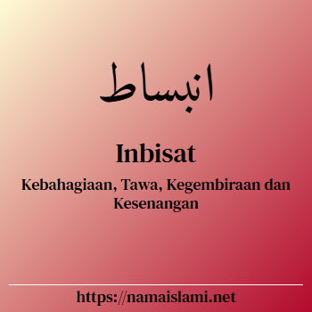 arti nama inbisat yang merupakan nama islami untuk laki-laki dilengkapi dengan tulisan huruf arab dan maknanya