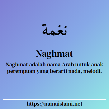 arti nama naghmat yang merupakan nama islami untuk laki-laki dilengkapi dengan tulisan huruf arab dan maknanya