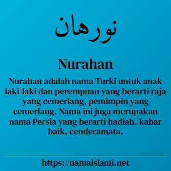 arti nama nurahan yang merupakan nama islami untuk laki-laki dilengkapi dengan tulisan huruf arab dan maknanya