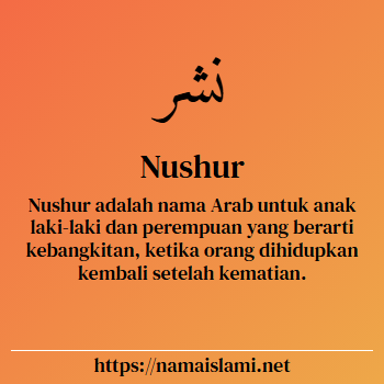 arti nama nushur yang merupakan nama islami untuk laki-laki dilengkapi dengan tulisan huruf arab dan maknanya