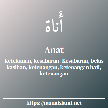 arti nama anat yang merupakan nama islami untuk perempuan dilengkapi dengan tulisan huruf arab