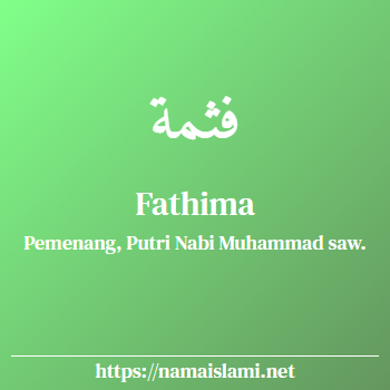 arti nama fathima yang merupakan nama islami untuk perempuan dilengkapi dengan tulisan huruf arab