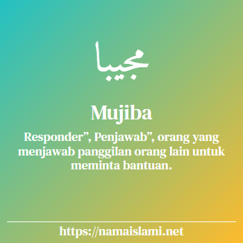 arti nama mujiba yang merupakan nama islami untuk perempuan dilengkapi dengan tulisan huruf arab