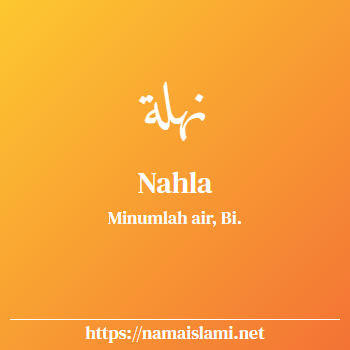 arti nama nahla yang merupakan nama islami untuk perempuan dilengkapi dengan tulisan huruf arab