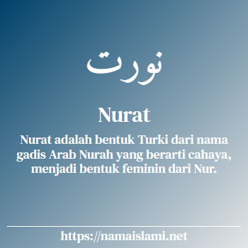 arti nama nurat yang merupakan nama islami untuk perempuan dilengkapi dengan tulisan huruf arab