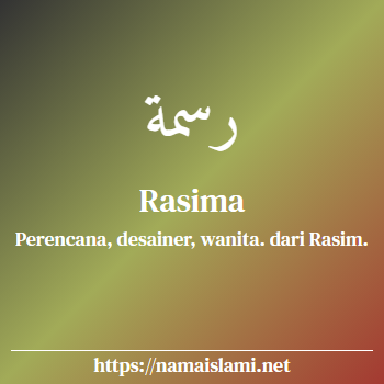 arti nama rasima yang merupakan nama islami untuk perempuan dilengkapi dengan tulisan huruf arab