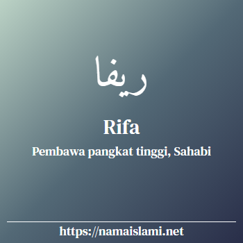 arti nama rifa yang merupakan nama islami untuk perempuan dilengkapi dengan tulisan huruf arab