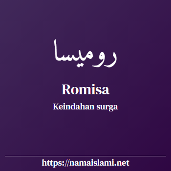 arti nama romisa yang merupakan nama islami untuk perempuan dilengkapi dengan tulisan huruf arab