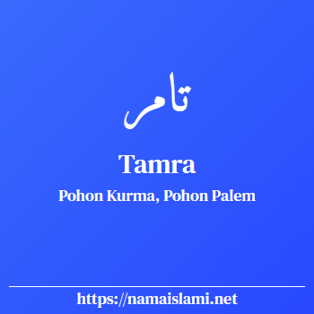 arti nama tamra yang merupakan nama islami untuk perempuan dilengkapi dengan tulisan huruf arab