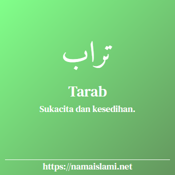 arti nama tarab yang merupakan nama islami untuk perempuan dilengkapi dengan tulisan huruf arab