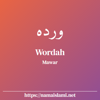 arti nama wordah yang merupakan nama islami untuk perempuan dilengkapi dengan tulisan huruf arab