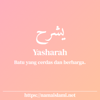 arti nama yasharah yang merupakan nama islami untuk perempuan dilengkapi dengan tulisan huruf arab
